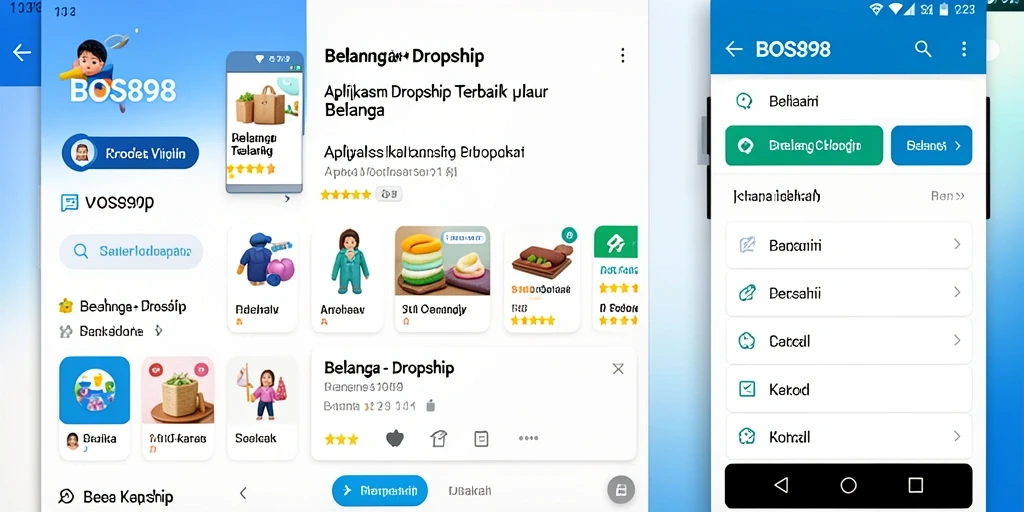 Antarmuka aplikasi BOS898 yang sederhana dan fungsional untuk Dropship.