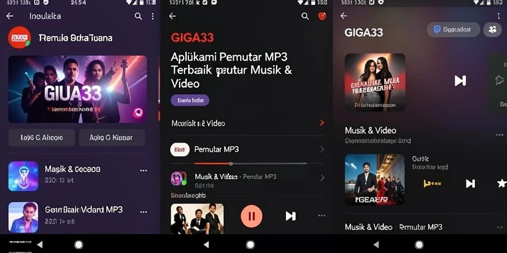 Antarmuka GIGA33 yang intuitif untuk Pemutar MP3.