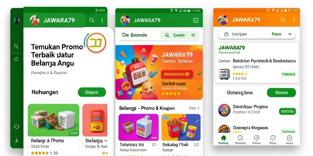 Tampilan antarmuka JAWARA79 yang menampilkan berbagai promo dan kupon terbaik.