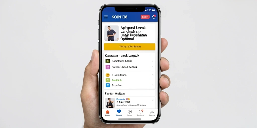 Antarmuka pengguna KOIN138 yang menampilkan fitur Lacak Langkah.