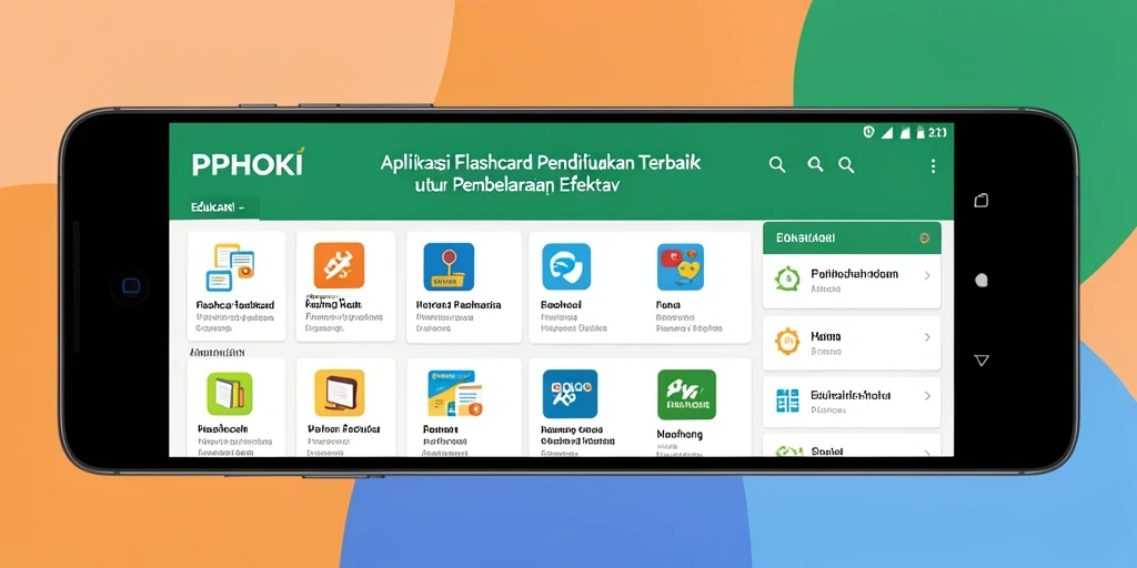 Tampilan antarmuka aplikasi Flashcard PPHOKI yang interaktif dan menarik.