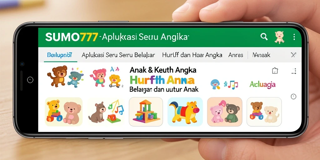 Antarmuka SUMO777 yang ramah anak untuk belajar huruf dan angka.
